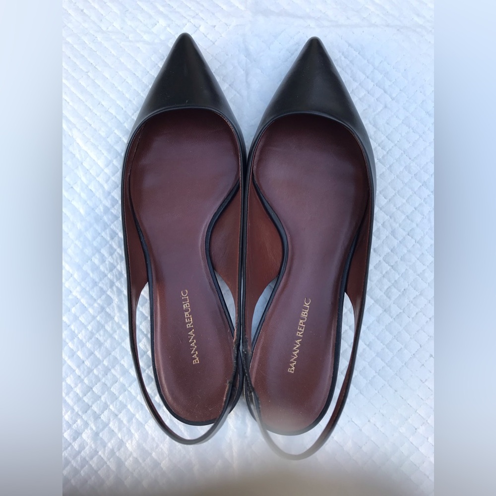 Banana Republic Black Flats Slingback Sandal